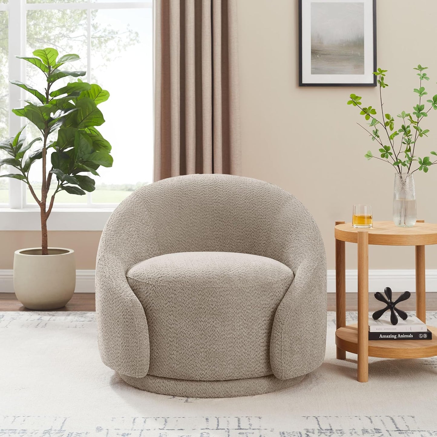 Sherpa Swivel Barrel Accent Chair