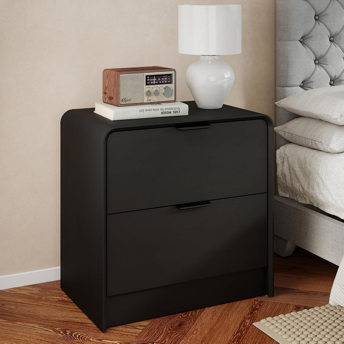 Modern Curved 2-Drawer Nightstand