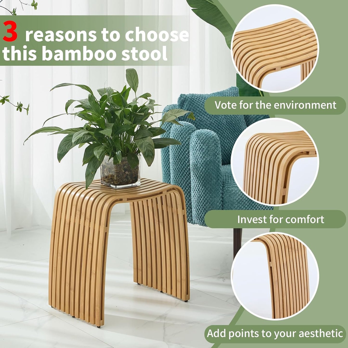 CurvaBamboo Shower Seat