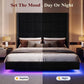 Grand Luxe Floating Wingback Bed with 72" Headboard & LED Lighting