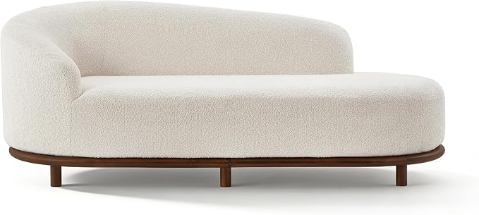 Modern Curved Bouclé Chaise Lounge