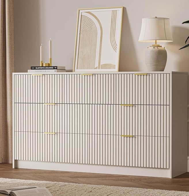 Minimalist Wood Dresser with Fluted Drawers