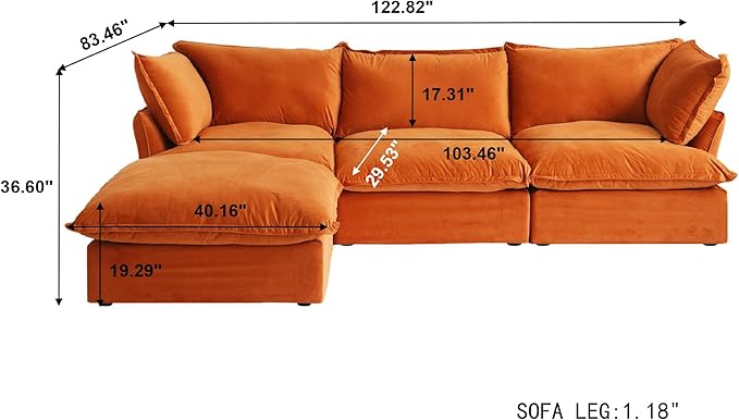 Modern Hemp Velvet Modular Sectional Sofa