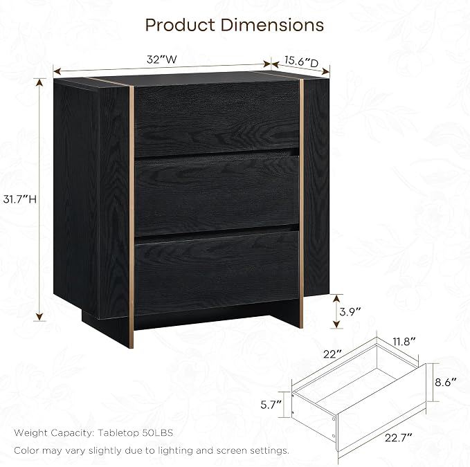 Modern Architectural Wood Dresser with Gold-Capped Feet