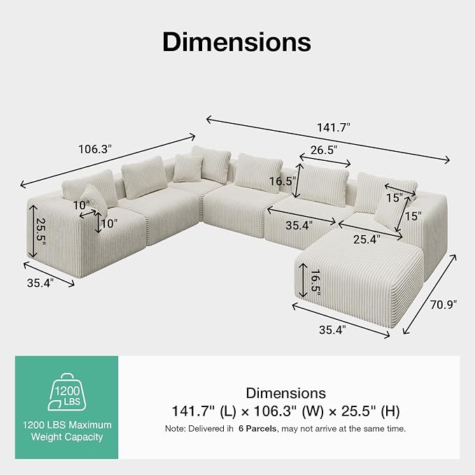 CloudFlex Corduroy Modular Sectional Sofa