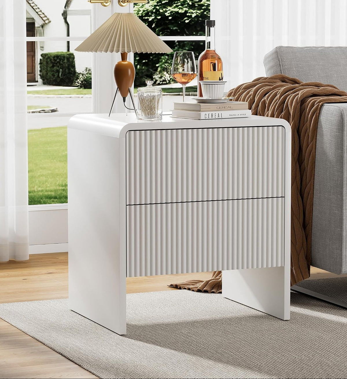 Minimalist Fluted Nightstand Set
