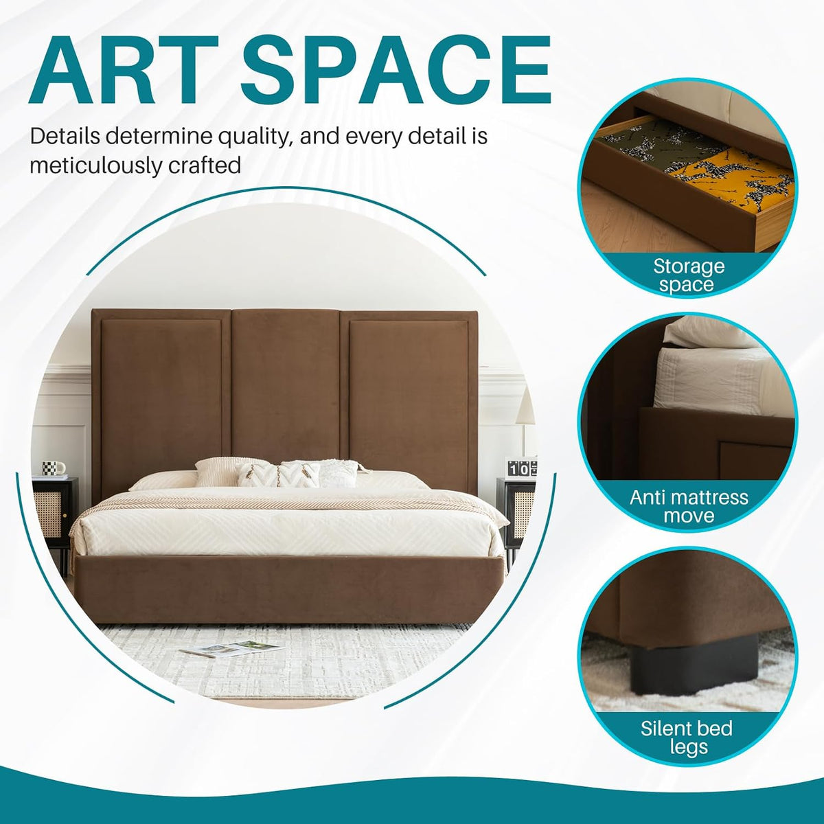 Modern Simplicity Linen Bed with Storage
