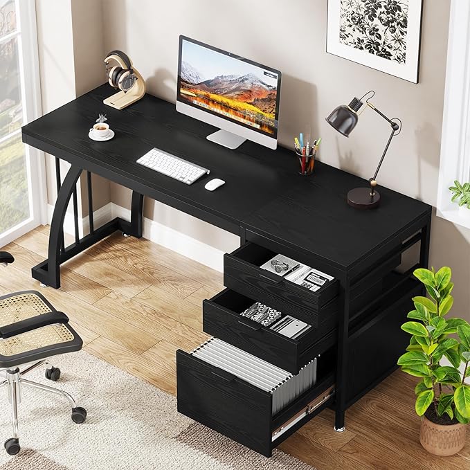 Prestige Computer Desk with Reversible File Cabinet