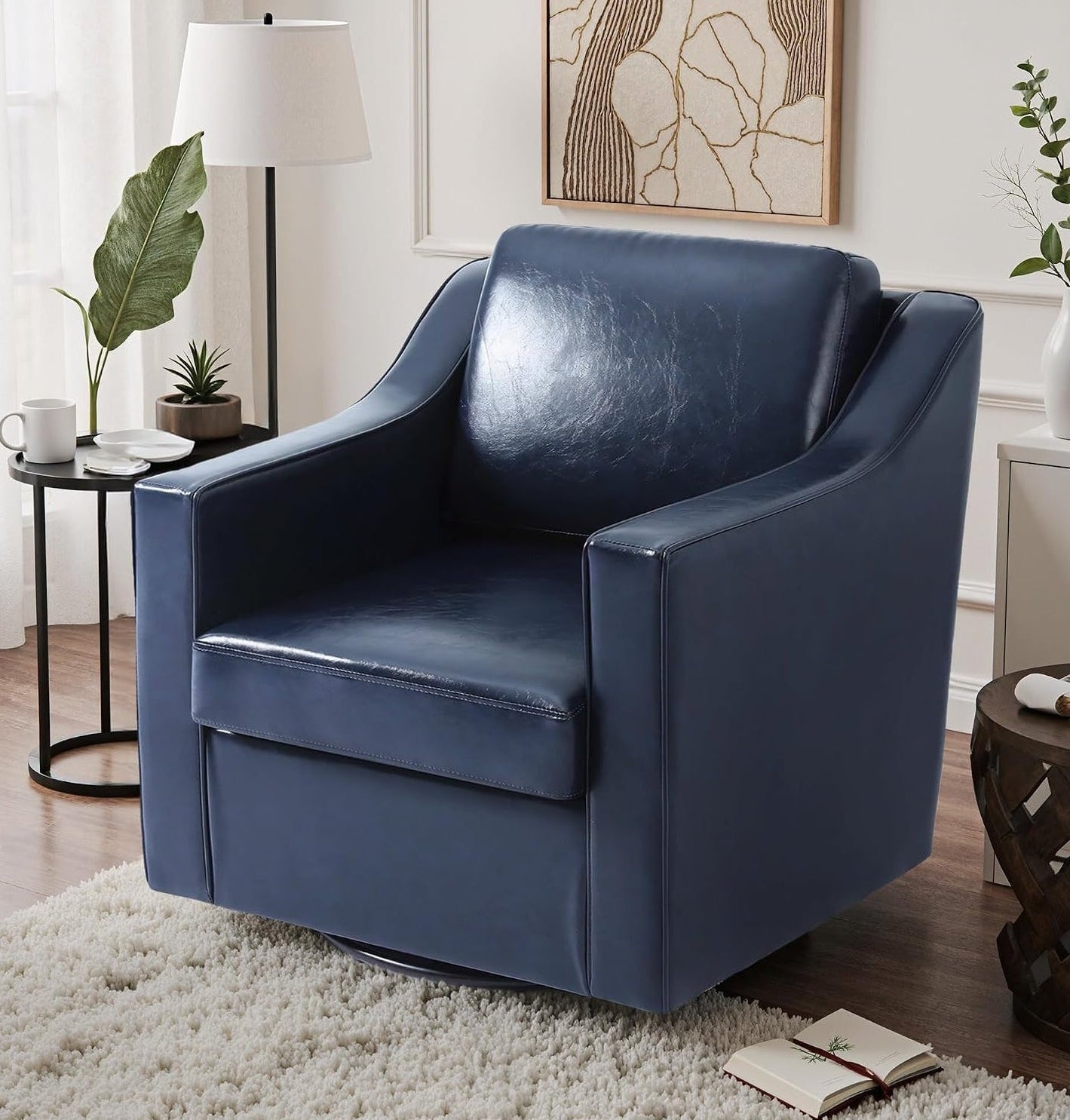 Fairmont™ Genuine Leather Swivel Barrel Chair