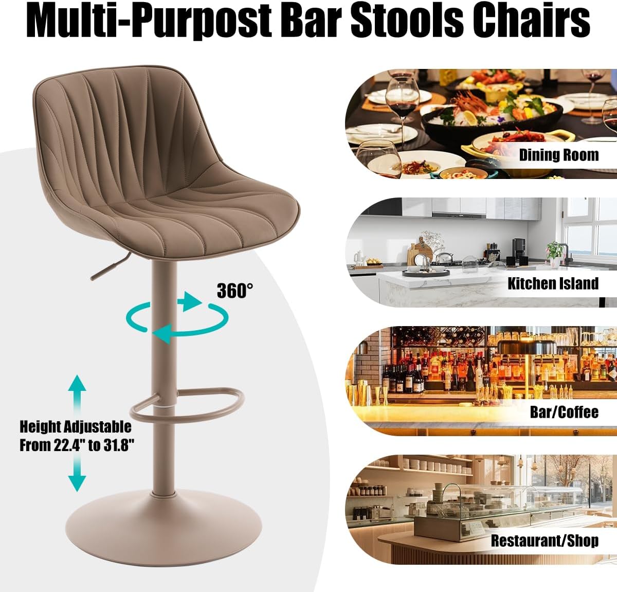 Aurelio 360° Adjustable Bar Stool Set