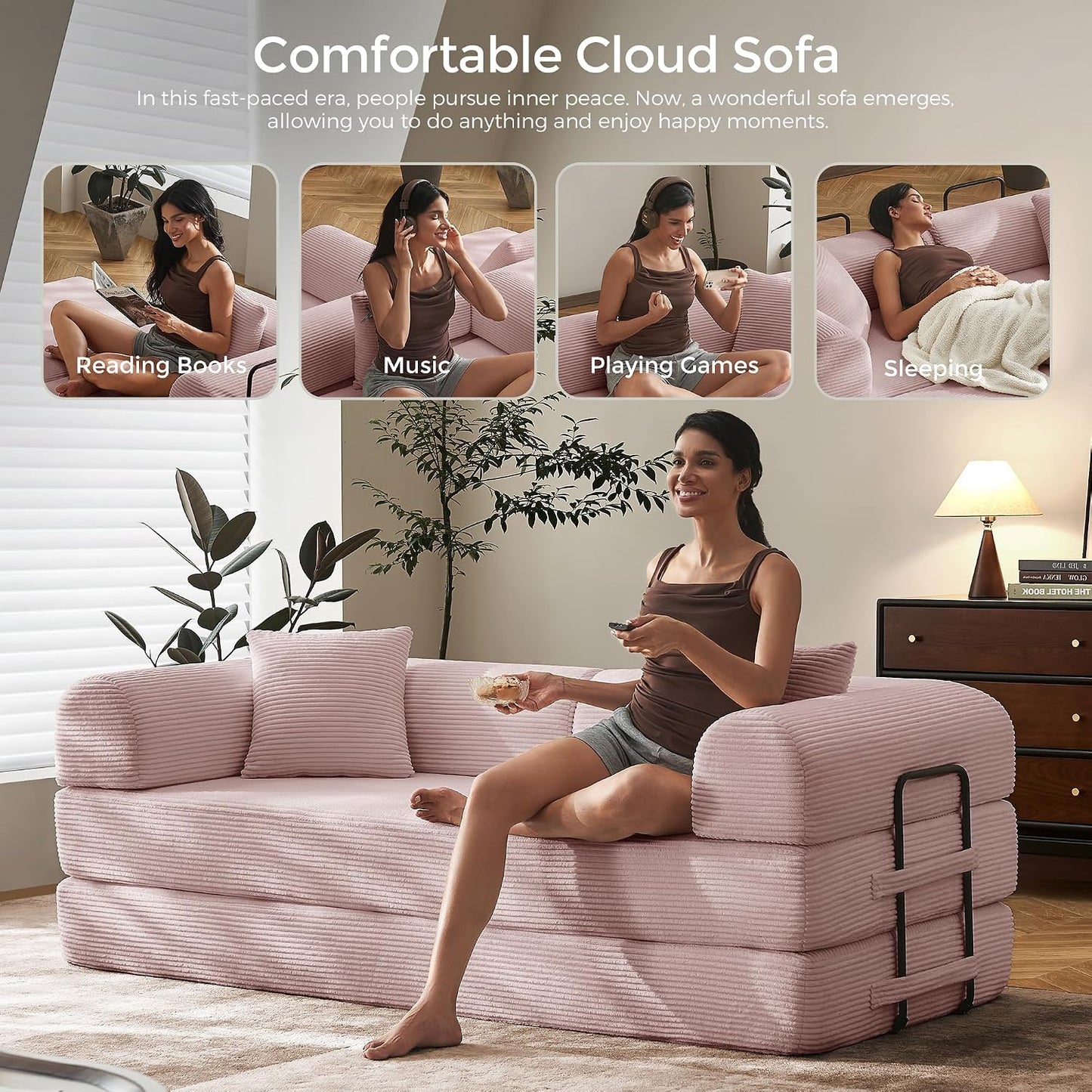 CloudRest Corduroy Sleeper Sofa Bed