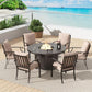 EmberGlow Patio Dining Set with Fire Pit Table