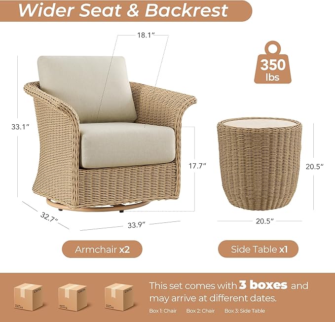 HorizonFlex Swivel Glider Patio Bistro Set