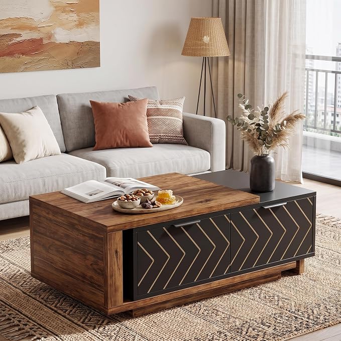 Expandable Storage Coffee Table with Sliding Top