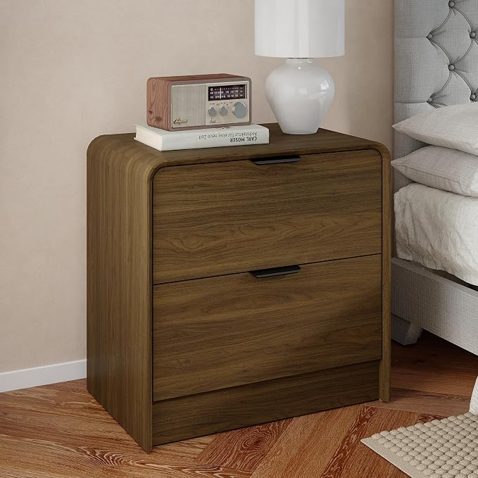 Modern Curved 2-Drawer Nightstand