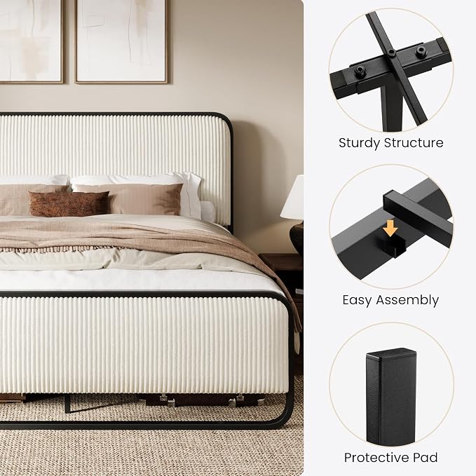 Modern Curved Upholstered Platform Bed