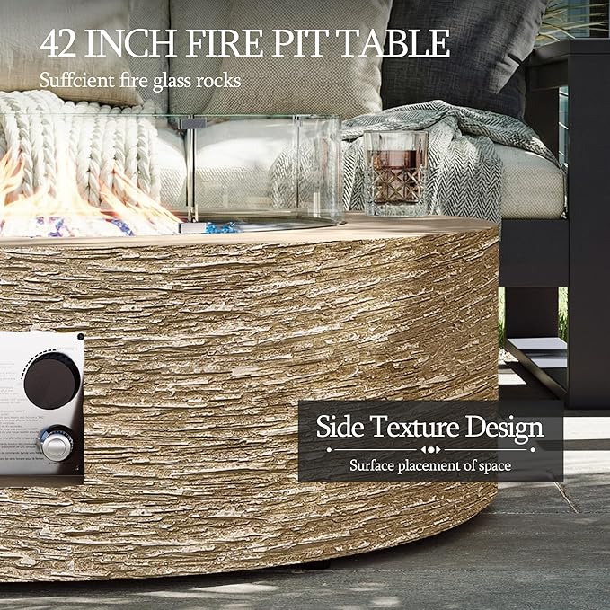 Sandstone Halo Fire Pit Table Set