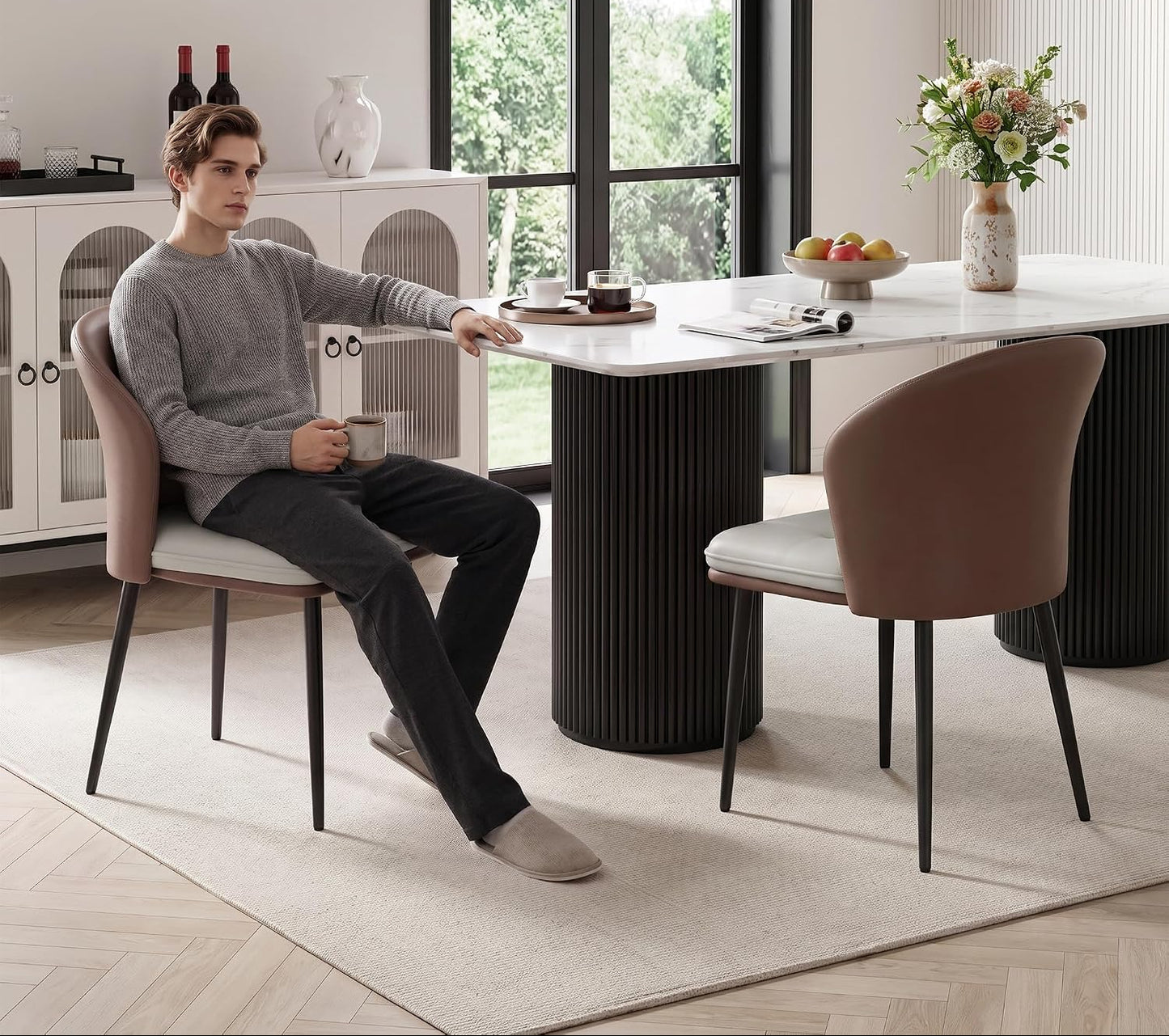 Hudson Faux Leather Dining Chair Set