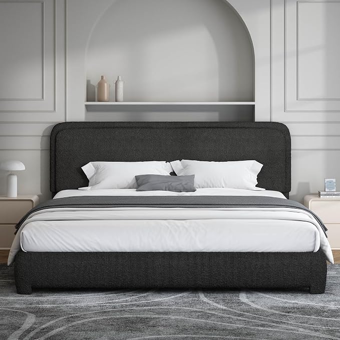 Modern Cloud Curve Bouclé Bed