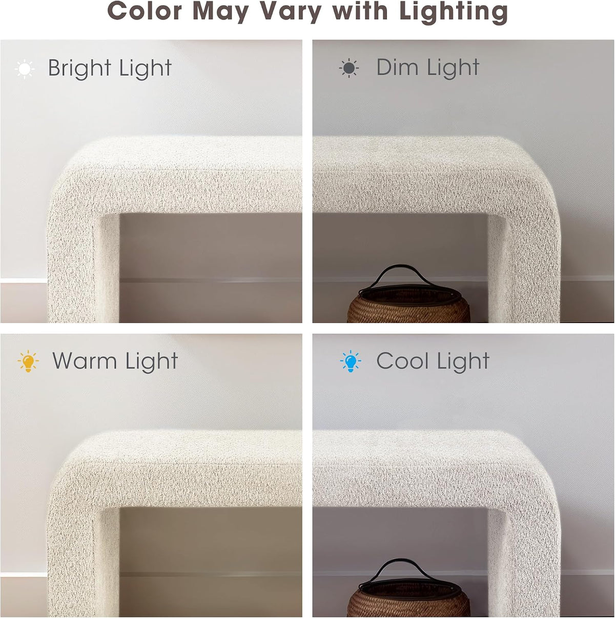 Modern Bouclé Upholstered Bench