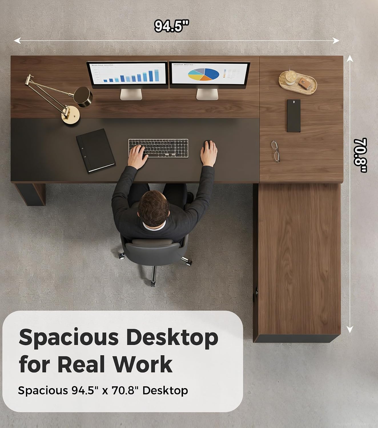 ApexGlow™ Executive L-Shaped Desk