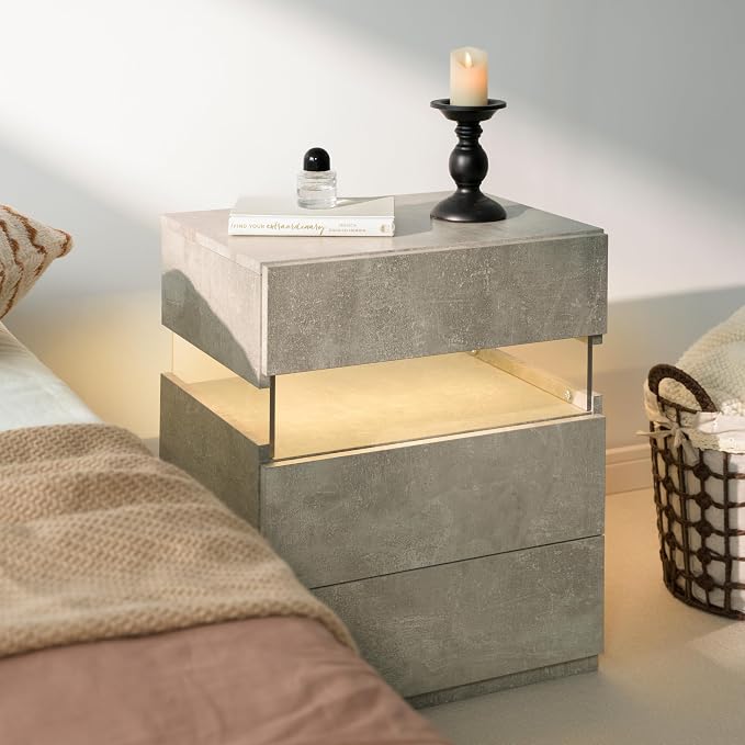Modern LED 3-Drawer Nightstand
