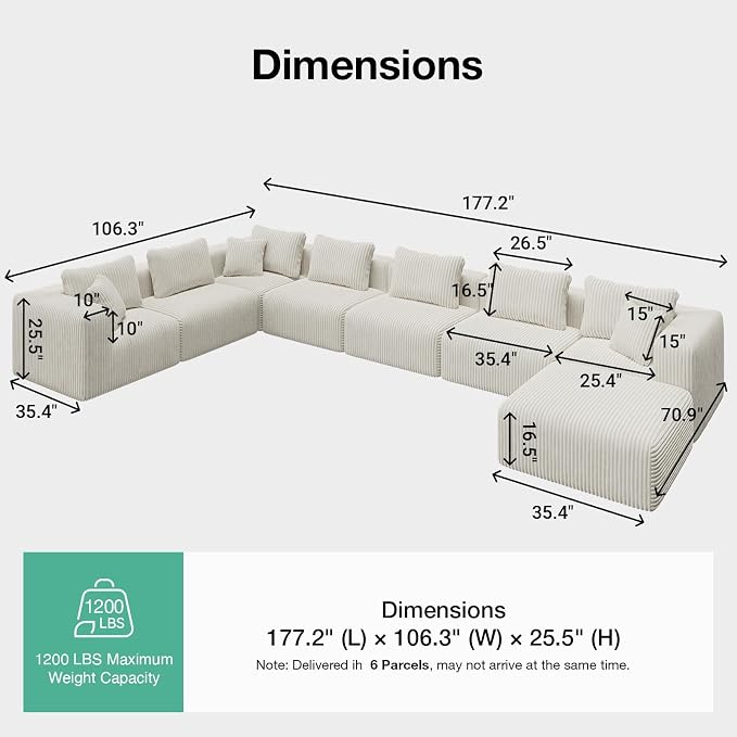 CloudFlex Corduroy Modular Sectional Sofa