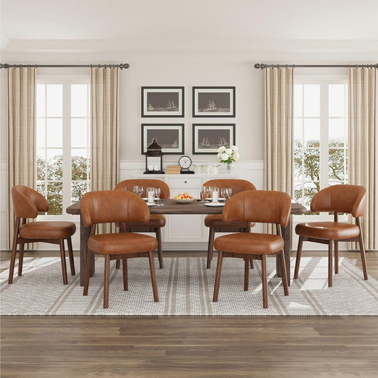 Camden Mid-Century Modern Leather Dining Chair Set