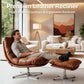 Mid-Century Modern Leather Recliner with Ottoman