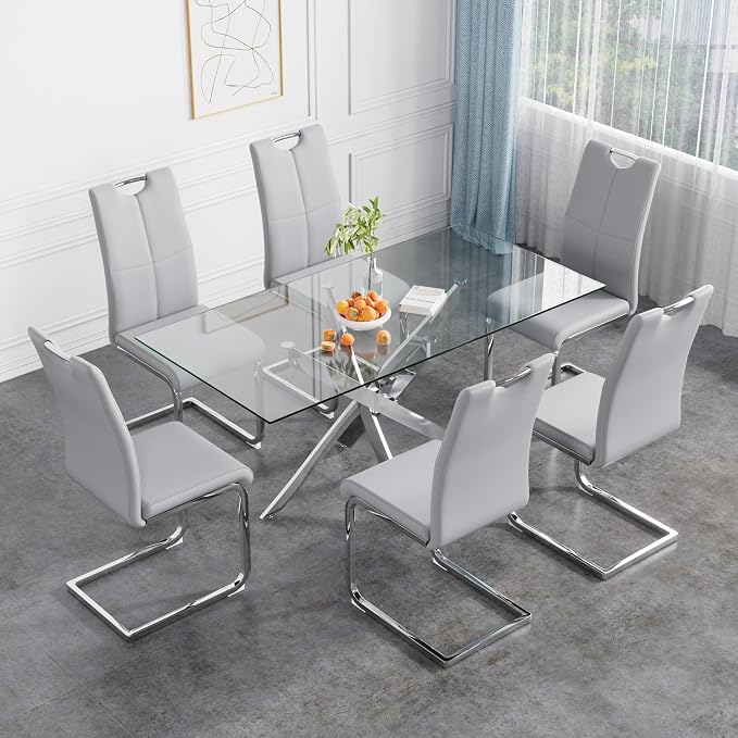 Celeste Rectangular Glass Dining Set