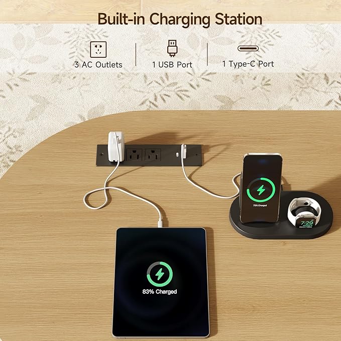 Monarch Fluted Executive Storage Desk with Charging Station