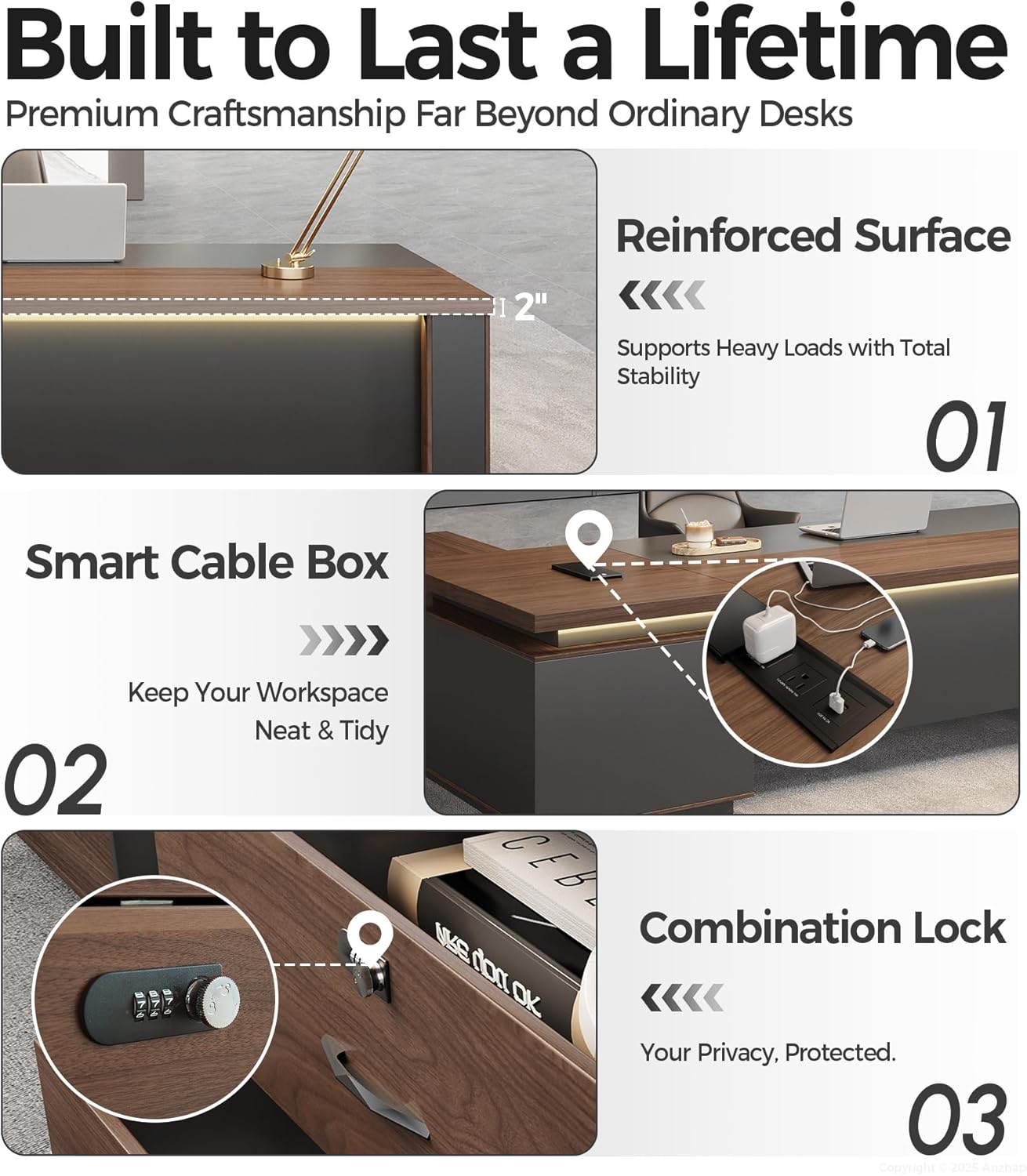 ApexGlow™ Executive L-Shaped Desk
