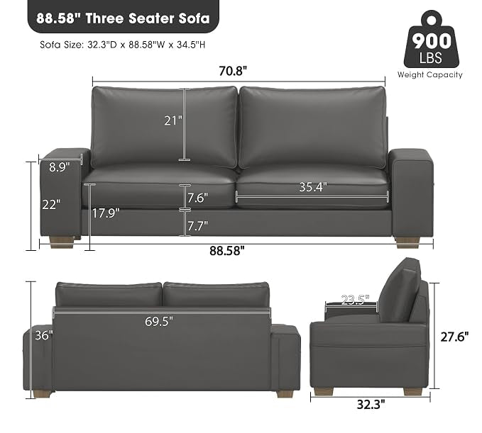 LuxeLine™ Faux Leather Sofa