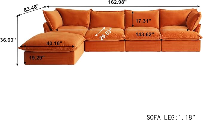 Modern Hemp Velvet Modular Sectional Sofa