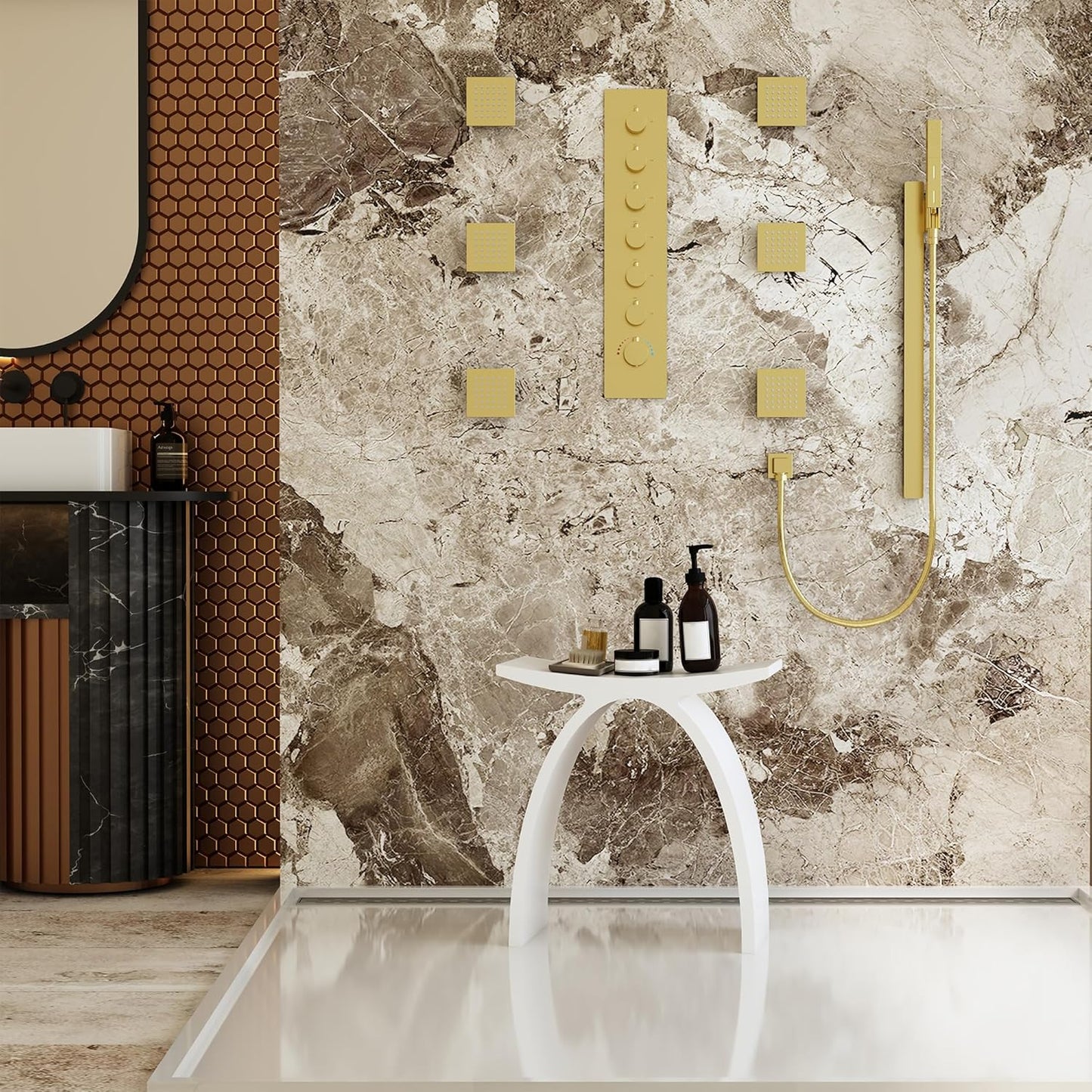 Minimalist Arched Shower Stool