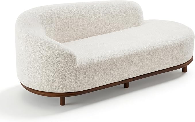 Modern Curved Bouclé Chaise Lounge