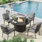 EmberGlow Patio Dining Set with Fire Pit Table
