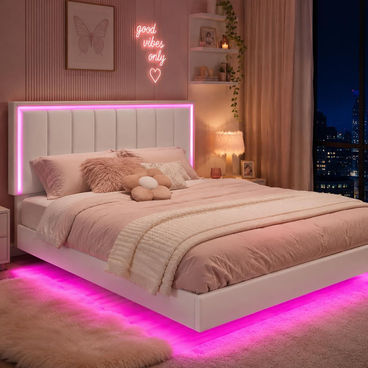 Floating LED Platform Bed