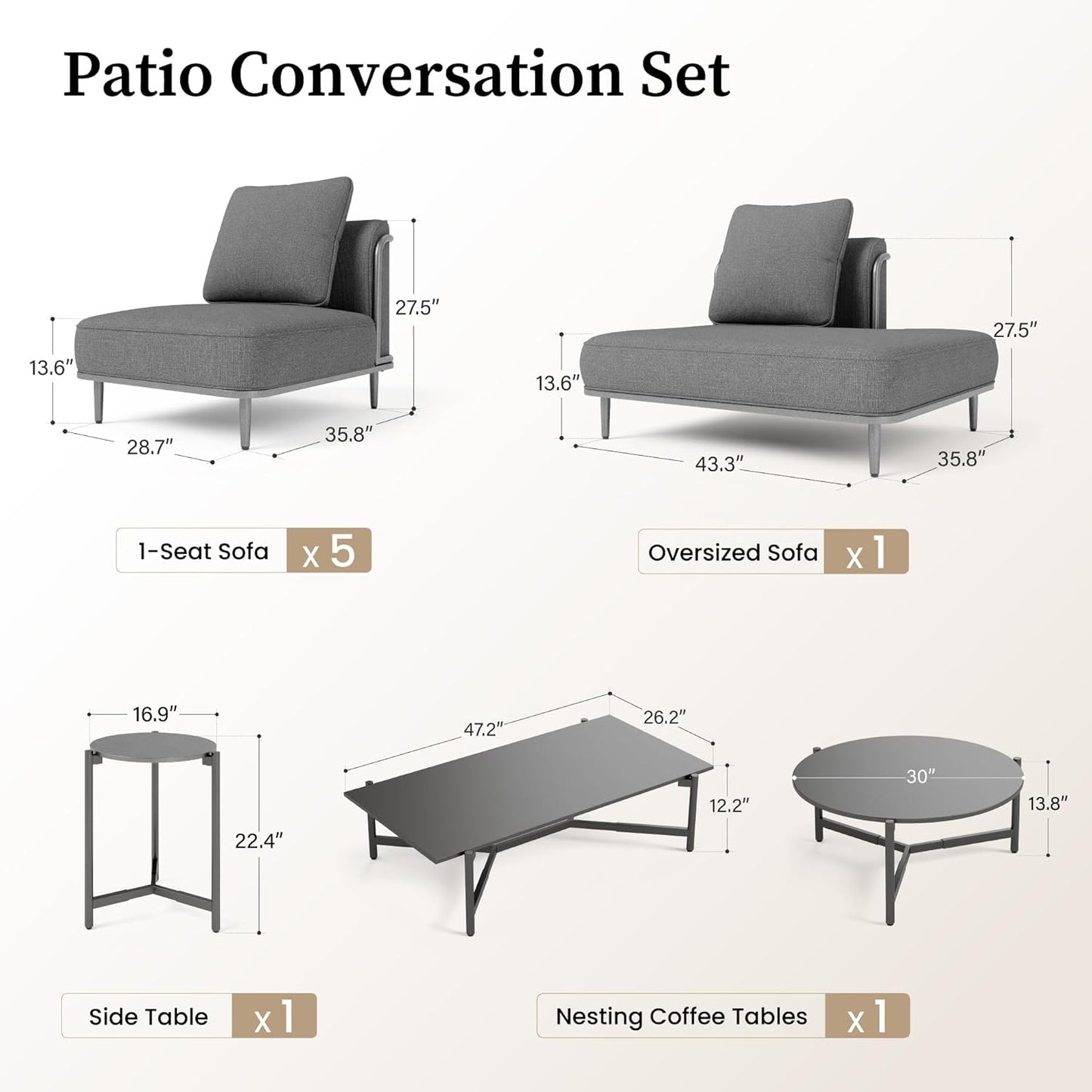 HavenLux Deep Seating Modular Patio Conversation Set
