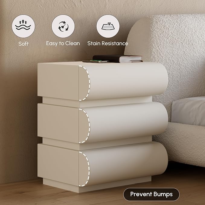 CloudCurve Faux Leather Nightstand Set
