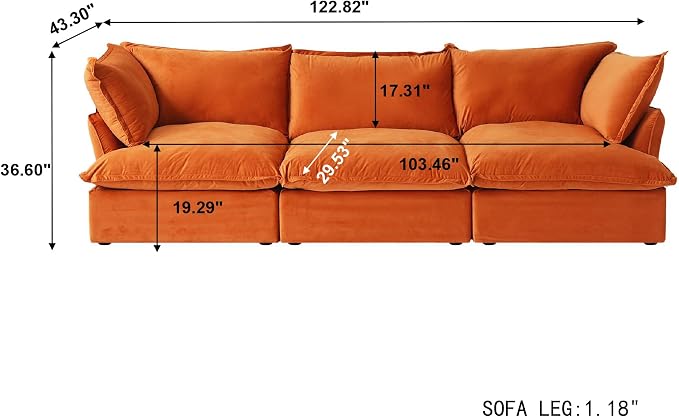 Modern Hemp Velvet Modular Sectional Sofa