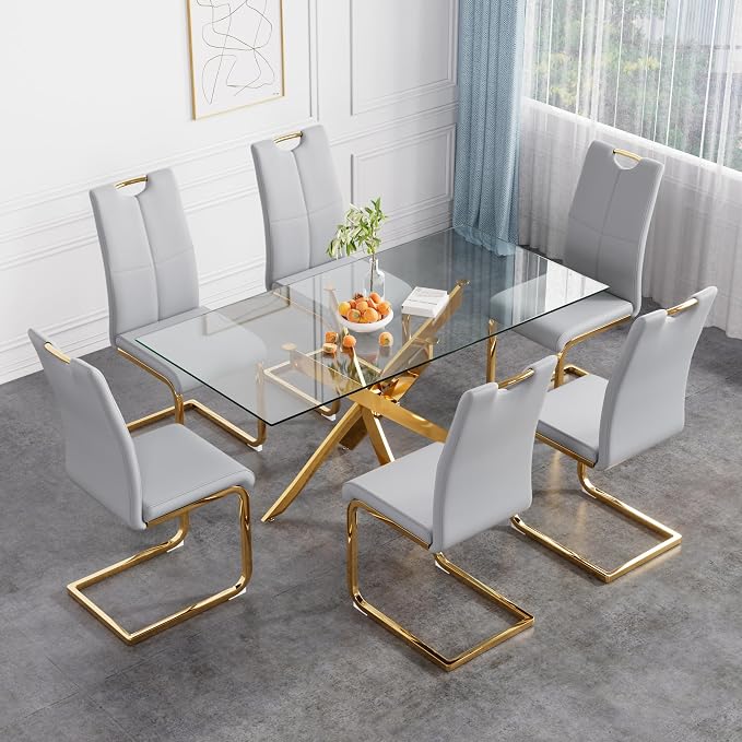 Celeste Rectangular Glass Dining Set