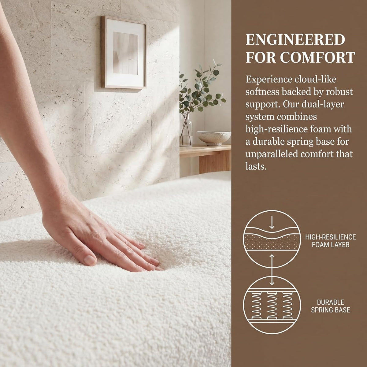 Modern Cylindrical Upholstered Linen Bench