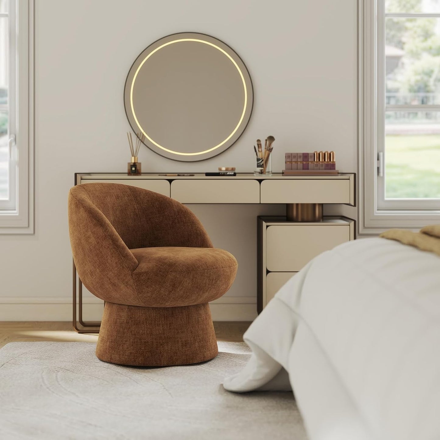 LunaBelle™ Chenille Swivel Chair
