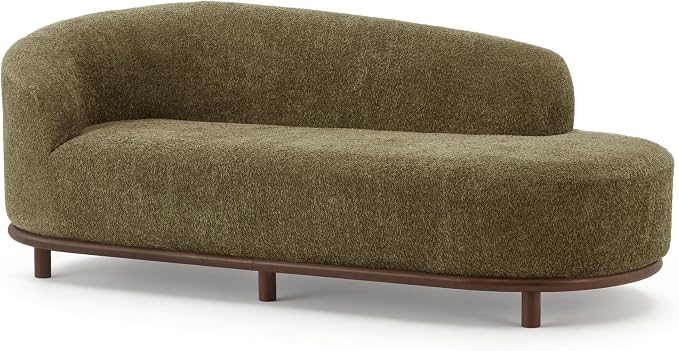 Modern Curved Bouclé Chaise Lounge