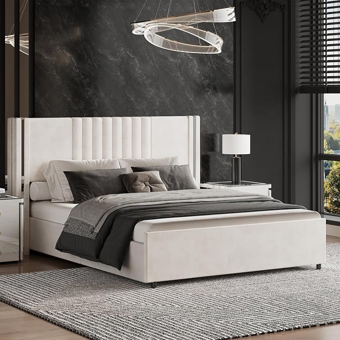 Modern Channel Tufted Velvet Bed