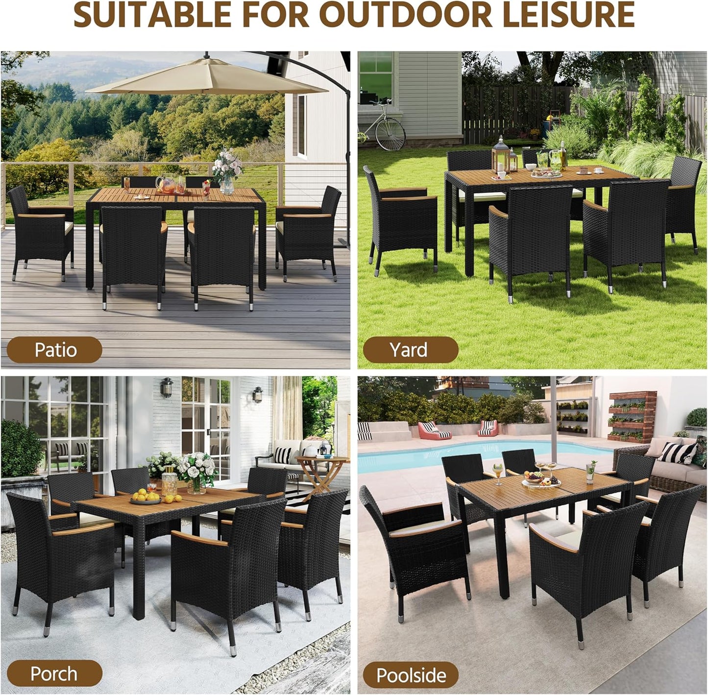 Coastal Haven 7-Piece Acacia Wood Patio Dining Set