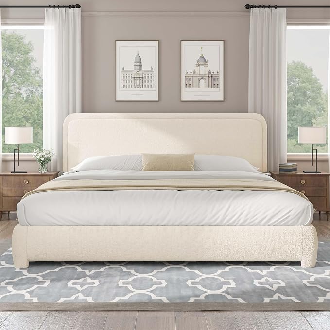 Modern Cloud Curve Bouclé Bed