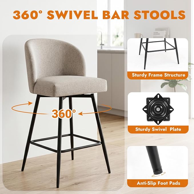 ComfortCurve 360° Swivel Bar Stool Set