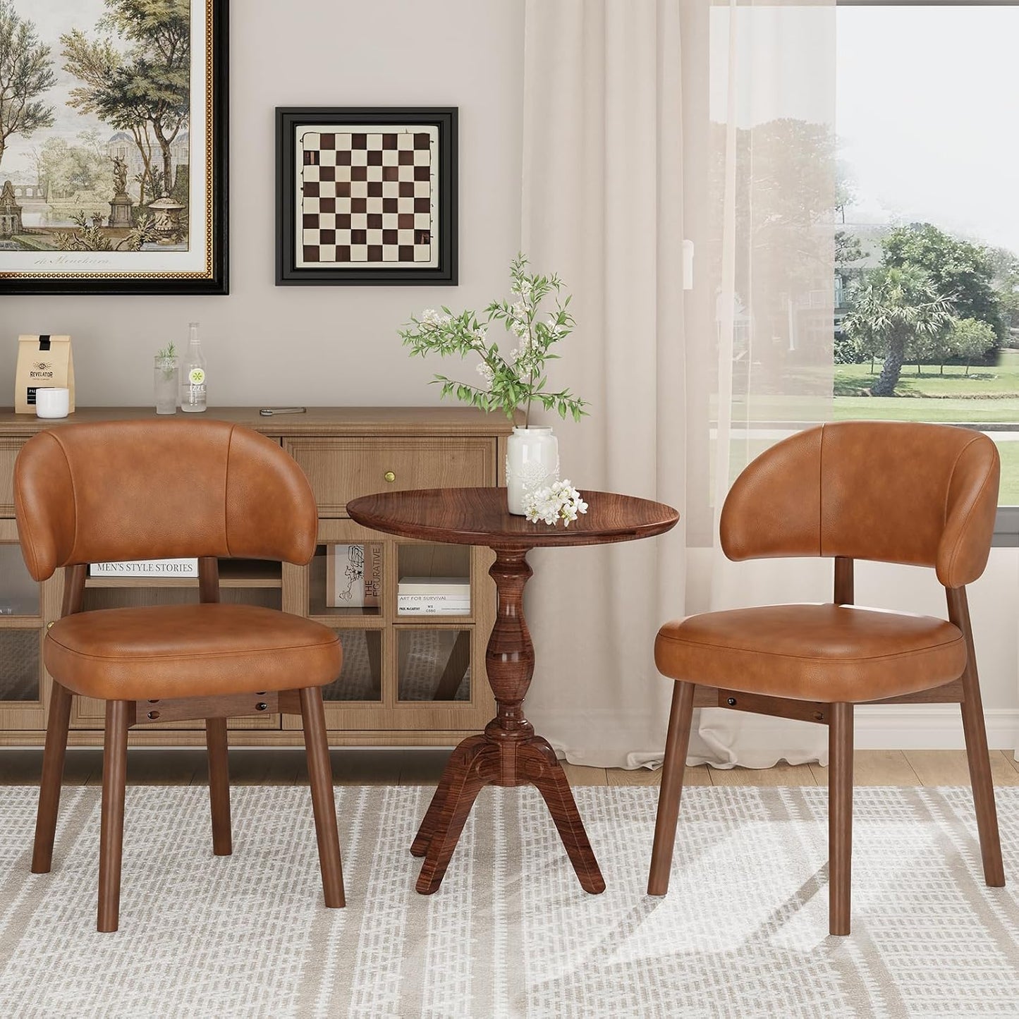 Camden Mid-Century Modern Leather Dining Chair Set